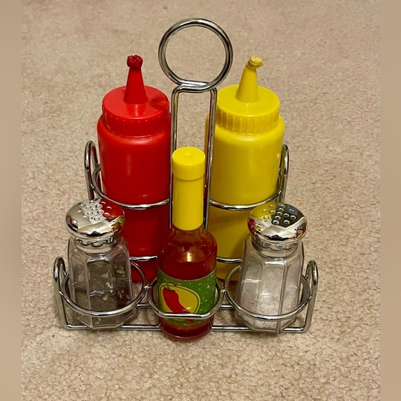 Melissa & Doug Condiments Set (6pc) - Play Food, Stainless Steel Caddy - Picture 1 of 1